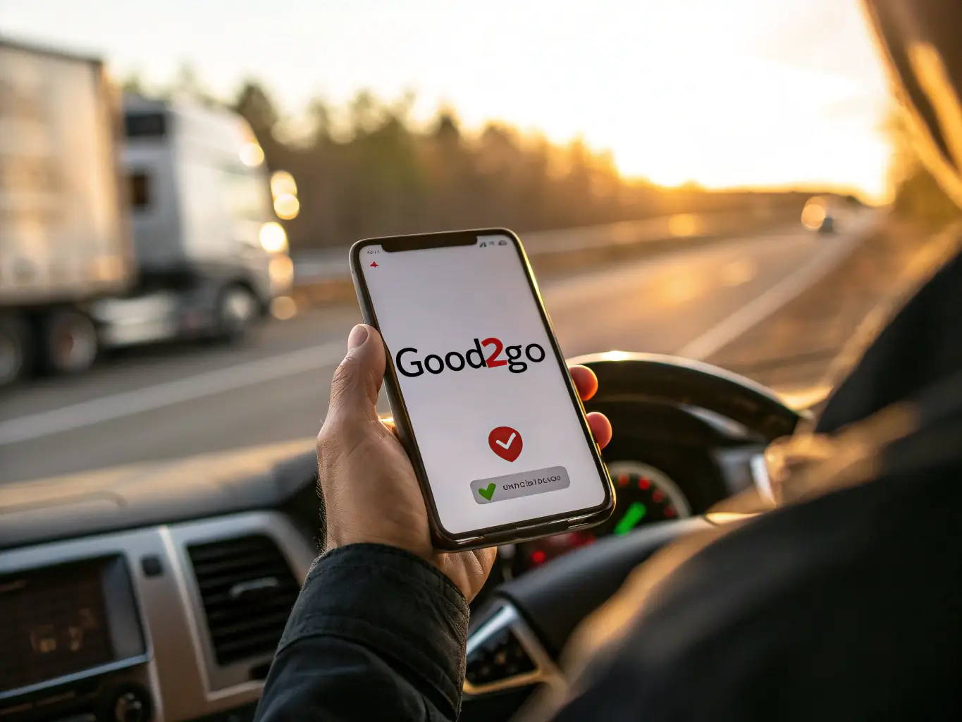 A driver using a mobile app to manage their routes and communicate with their fleet manager, highlighting the ease of use and connectivity provided by Fleethire.