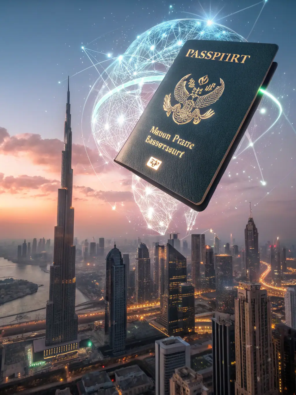 An illustration of a digital passport securely storing a driver's credentials, licenses, and compliance documents.