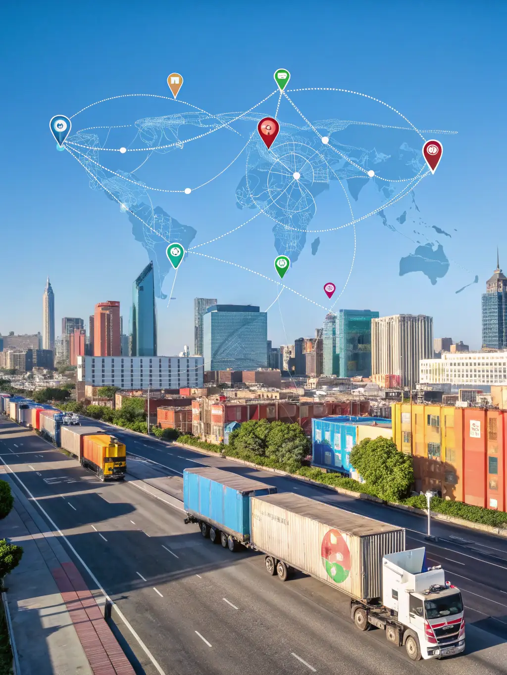 An illustration of a GPS map with highlighted routes, symbolizing efficient job matching and optimized routes for drivers.