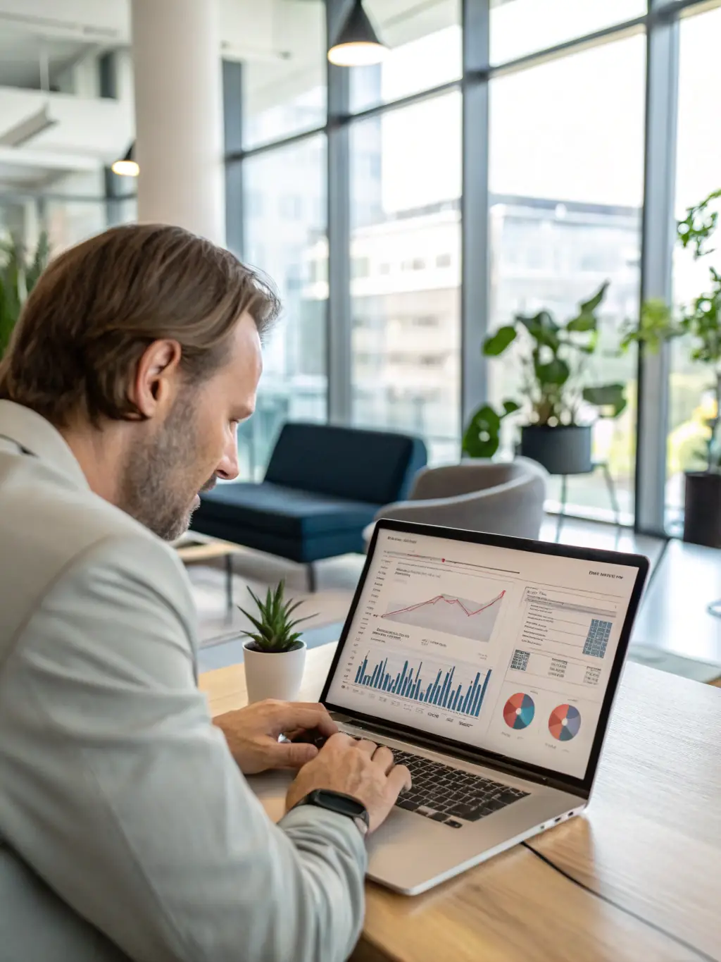 A driver reviewing performance metrics and insights on a FleetHire dashboard, demonstrating the platform's retention and performance tracking tools.