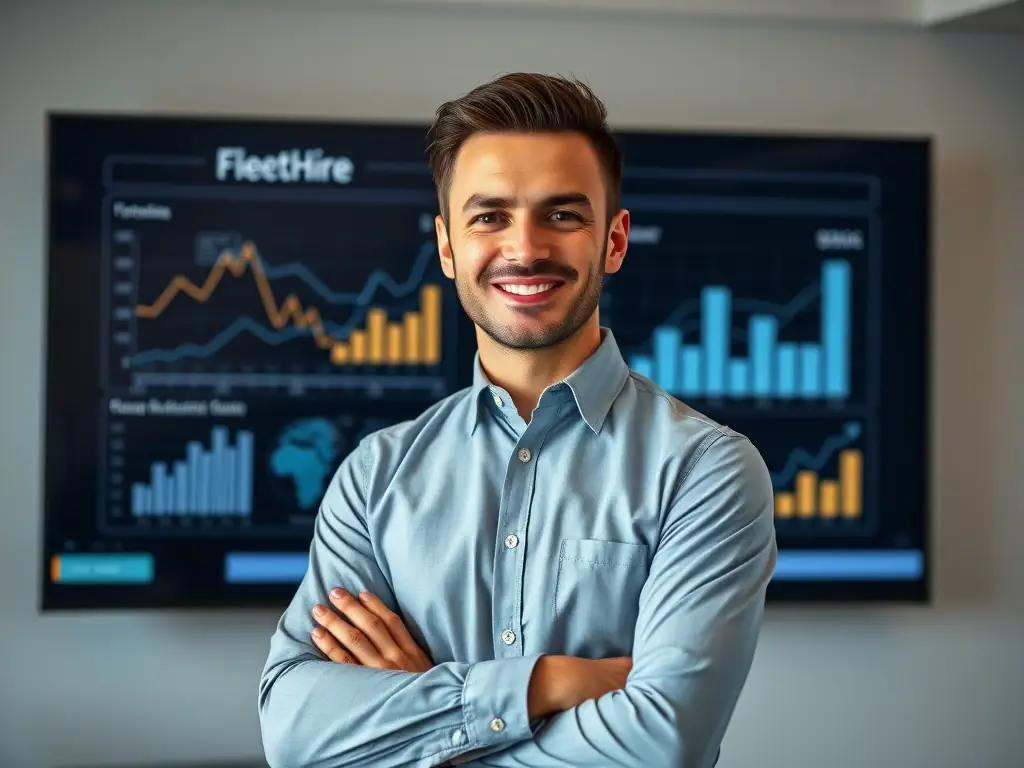 A recruiter confidently presenting to a client, symbolizing the independence and control they have over their recruiting business with FleetHire.