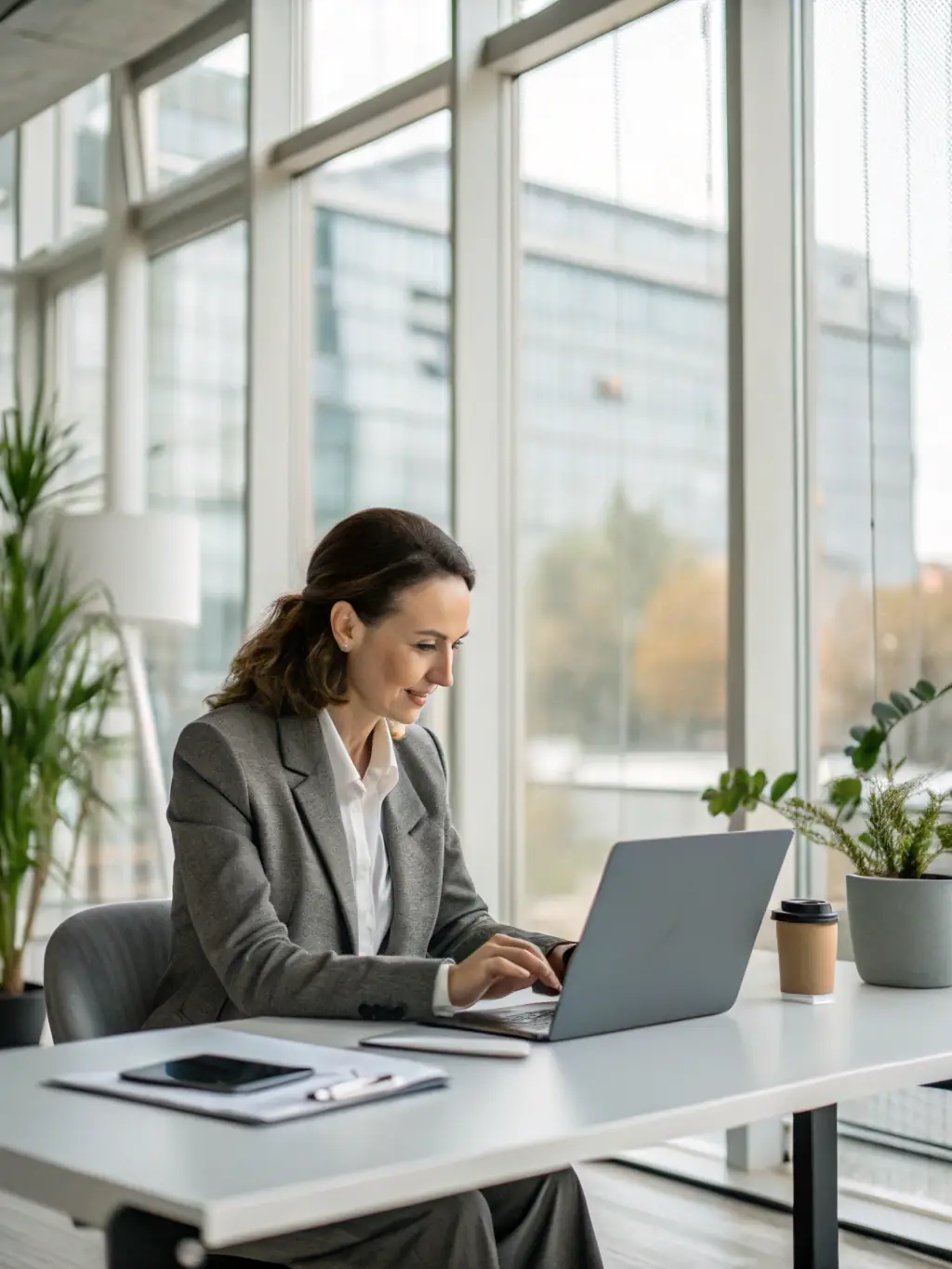 A recruiter using FleetHire's AI-powered platform on a laptop, demonstrating the advanced tools provided for efficient talent matching.